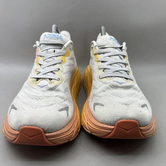 Hoka One One Arahi 6 Running Shoes Women Size 8.5 D Wide White Yellow Sneakers - Picture 2 of 9